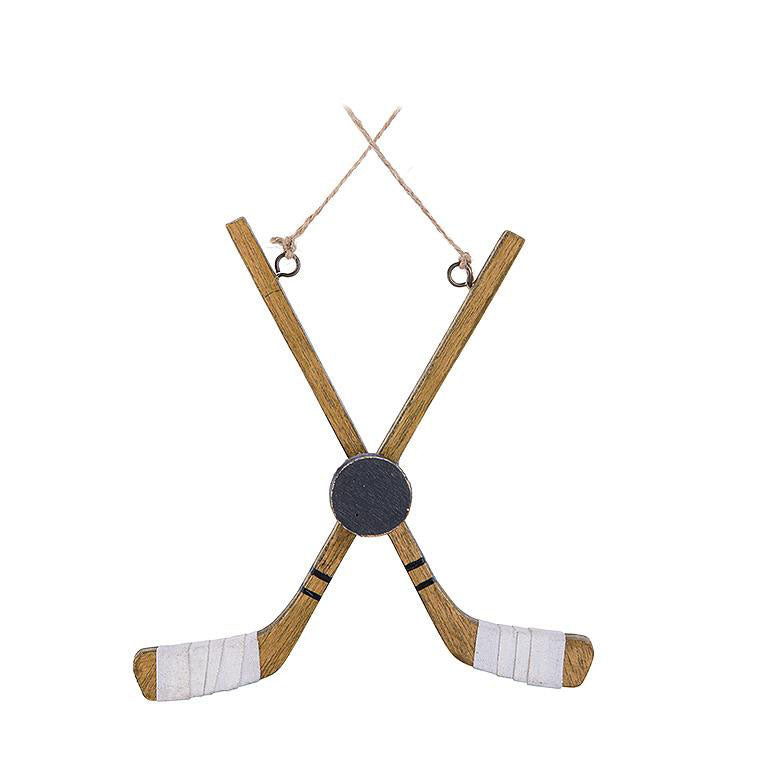 Crossed Hockey Stick & Puck Christmas tree Ornament