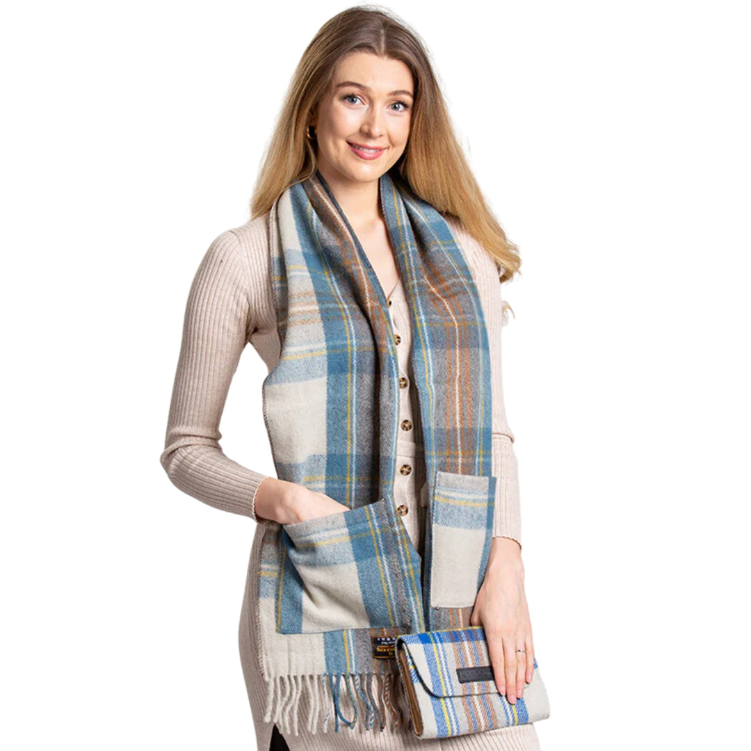 Patrick King Stewart Muted Blue Wool Pocket Scarf