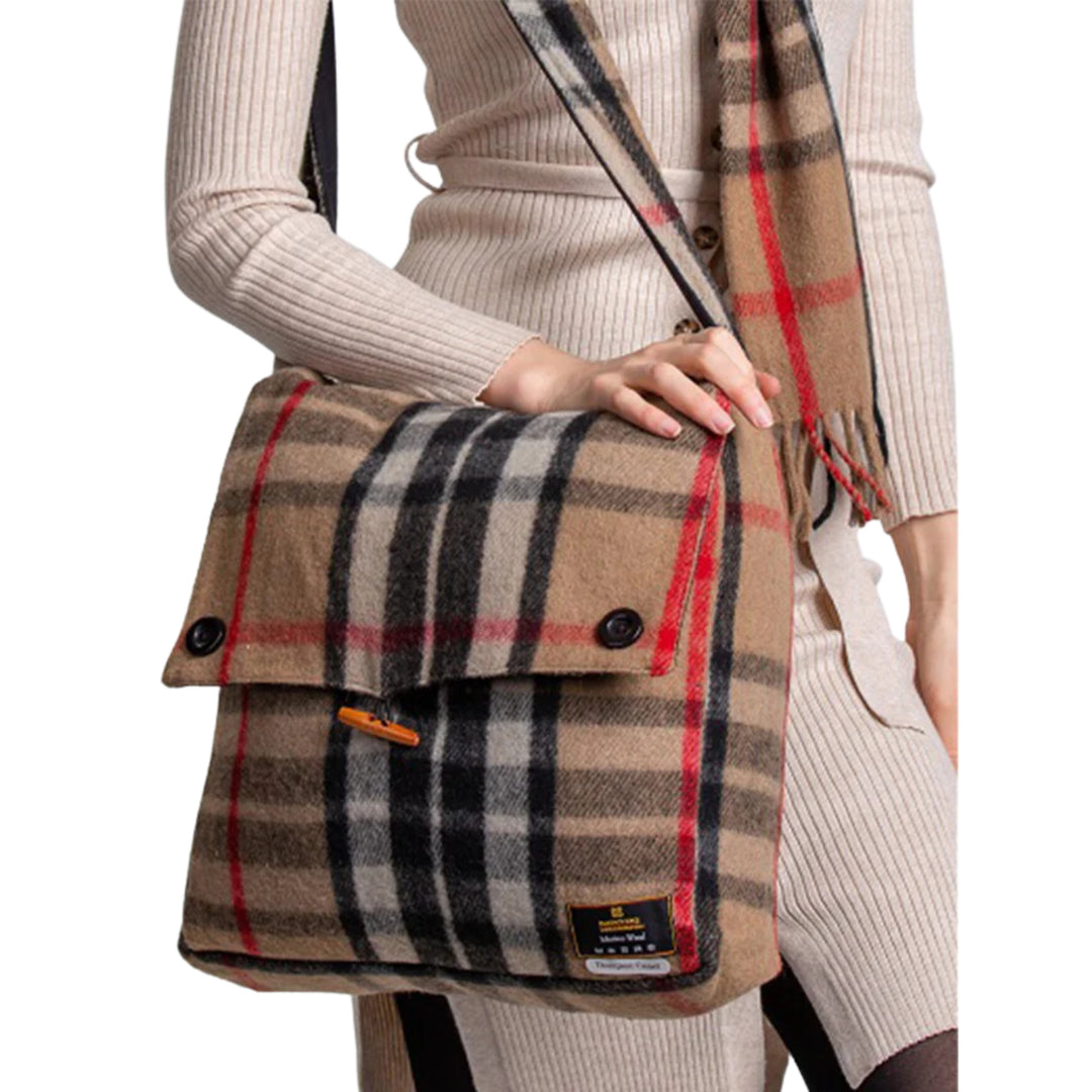 Patrick King Thompson Camel Tartan Messenger Bag