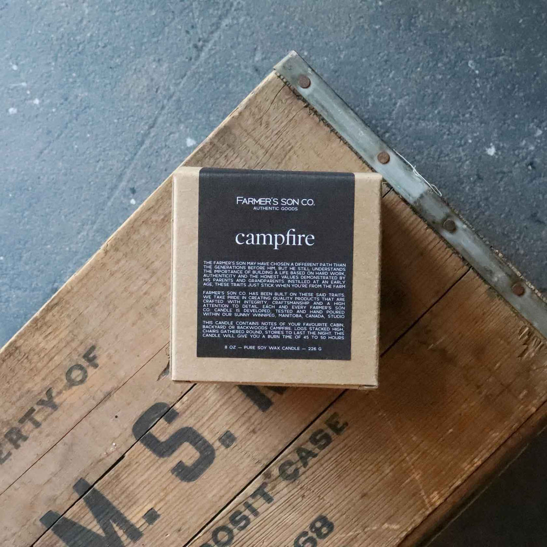 Campfire 8oz scented candle from Farmer's Son Co.