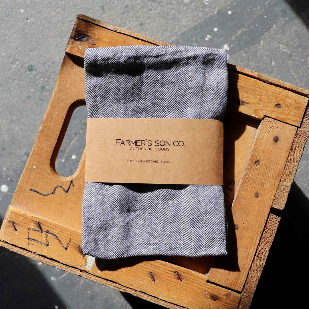 Herringbone linen kitchen towel from Farmer's Son Co.