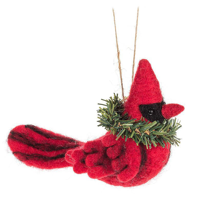 Cardinal with Wreath Christmas Tree Ornament