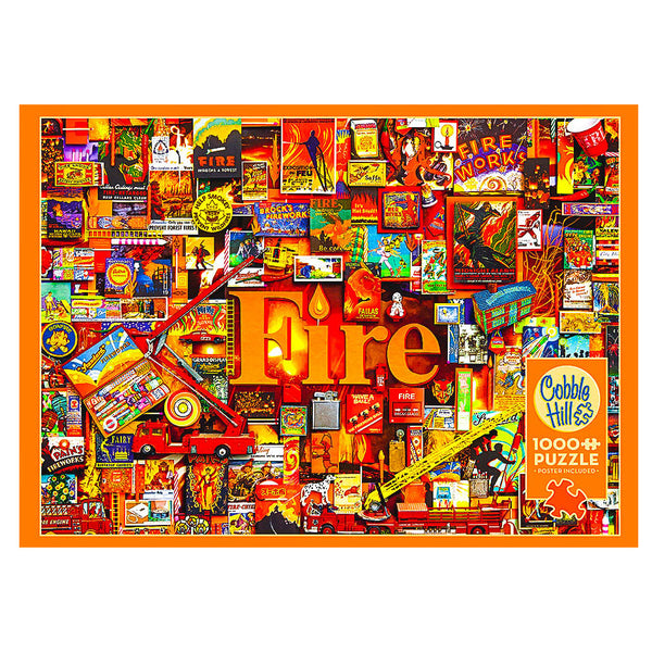 Cobble Hill 1000 Piece Fire Swords Puzzle - Dragon Art With Bonus Poster