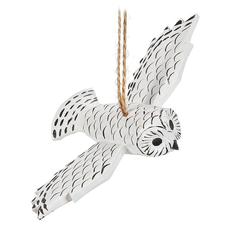 Flying Snowy Owl Christmas Tree Ornament