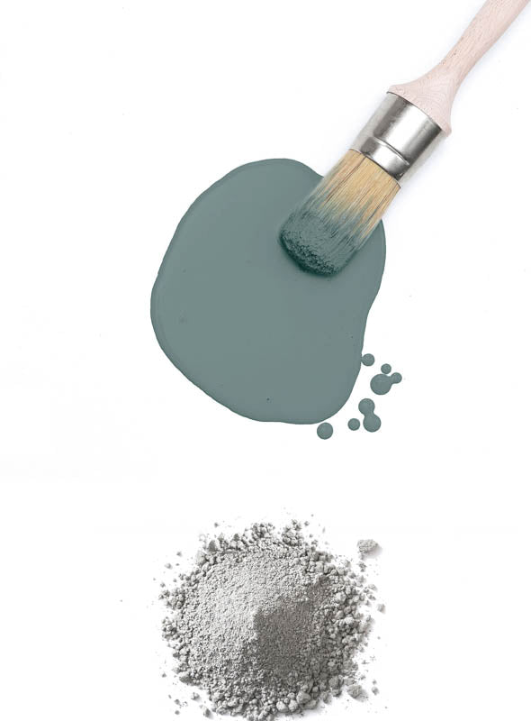 Fusion Milk Paint Monterey flat lay with brush