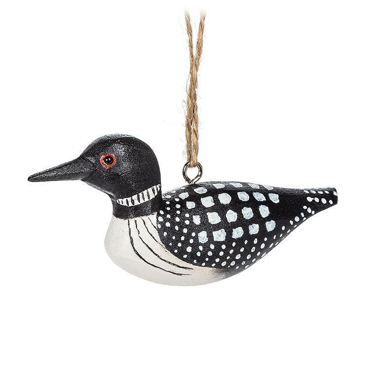 Loon Carved Christmas Tree Ornament