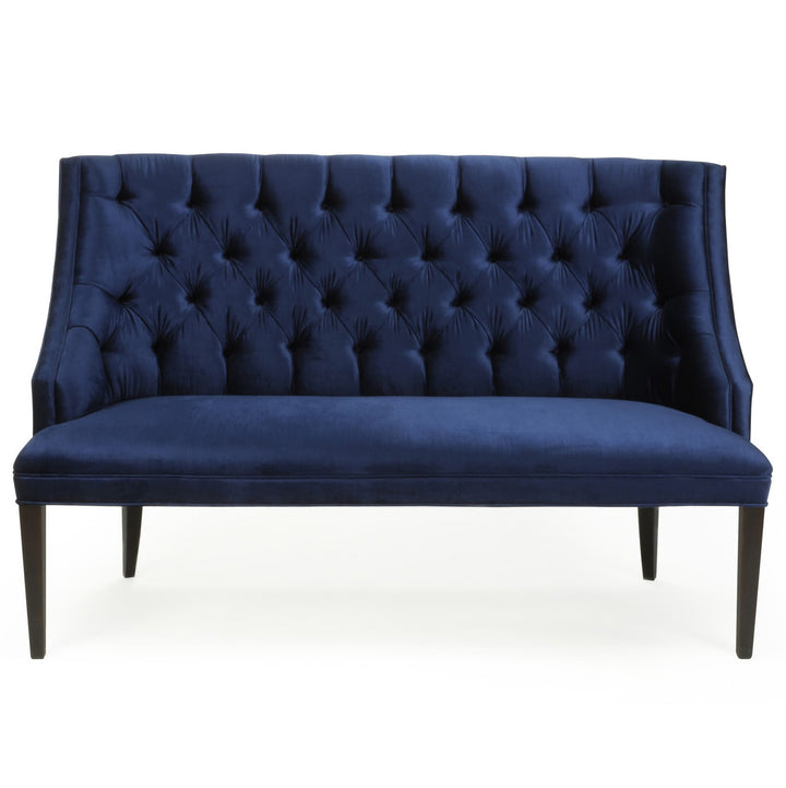 Mayfair Banquette Loveseat in navy blue fabric