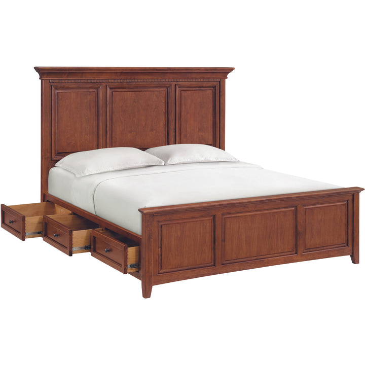 McKenzie Grand King Storage Bed Glazed Antique Cherry