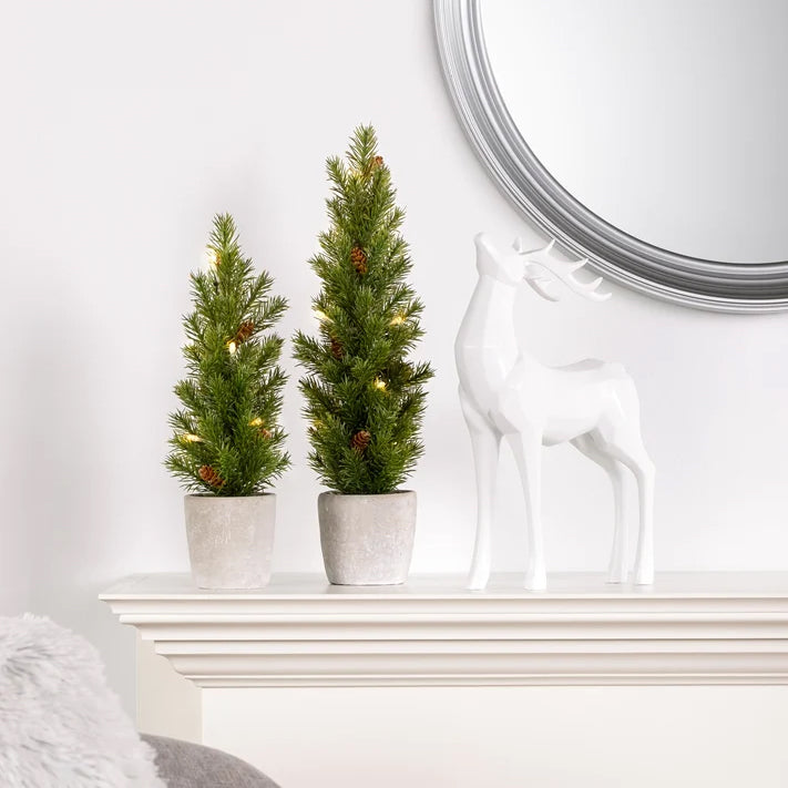 Nordic Mini Potted Pine Trees on mantle