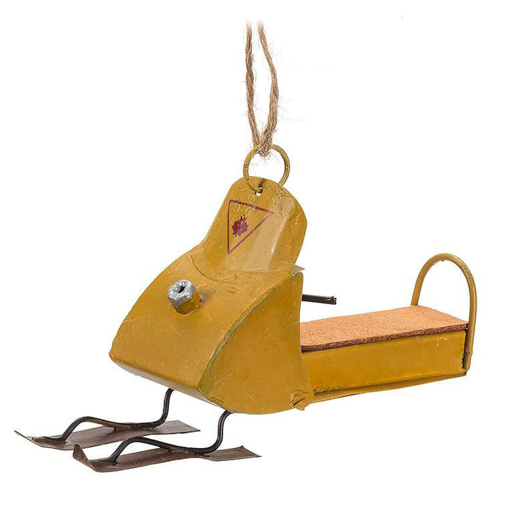 Yellow snowmobile Christmas tree ornament