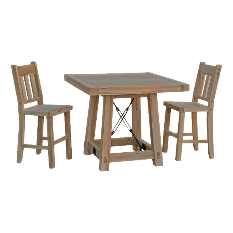 Solid wood Yukon Turnbuckle Pub Dining Table & two chairs