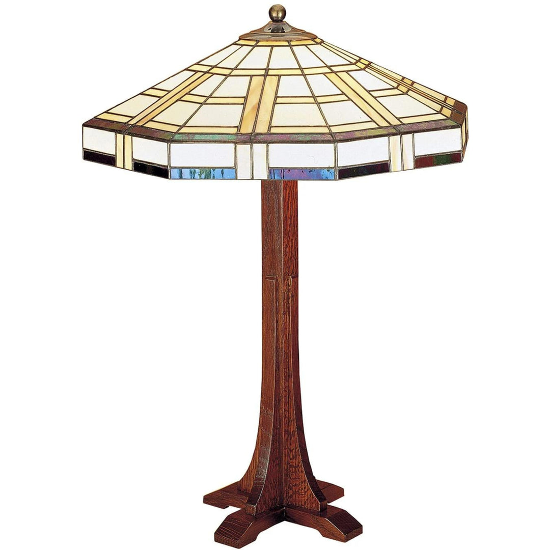 Stickley Art Glass Shade Cross Base Table Lamp