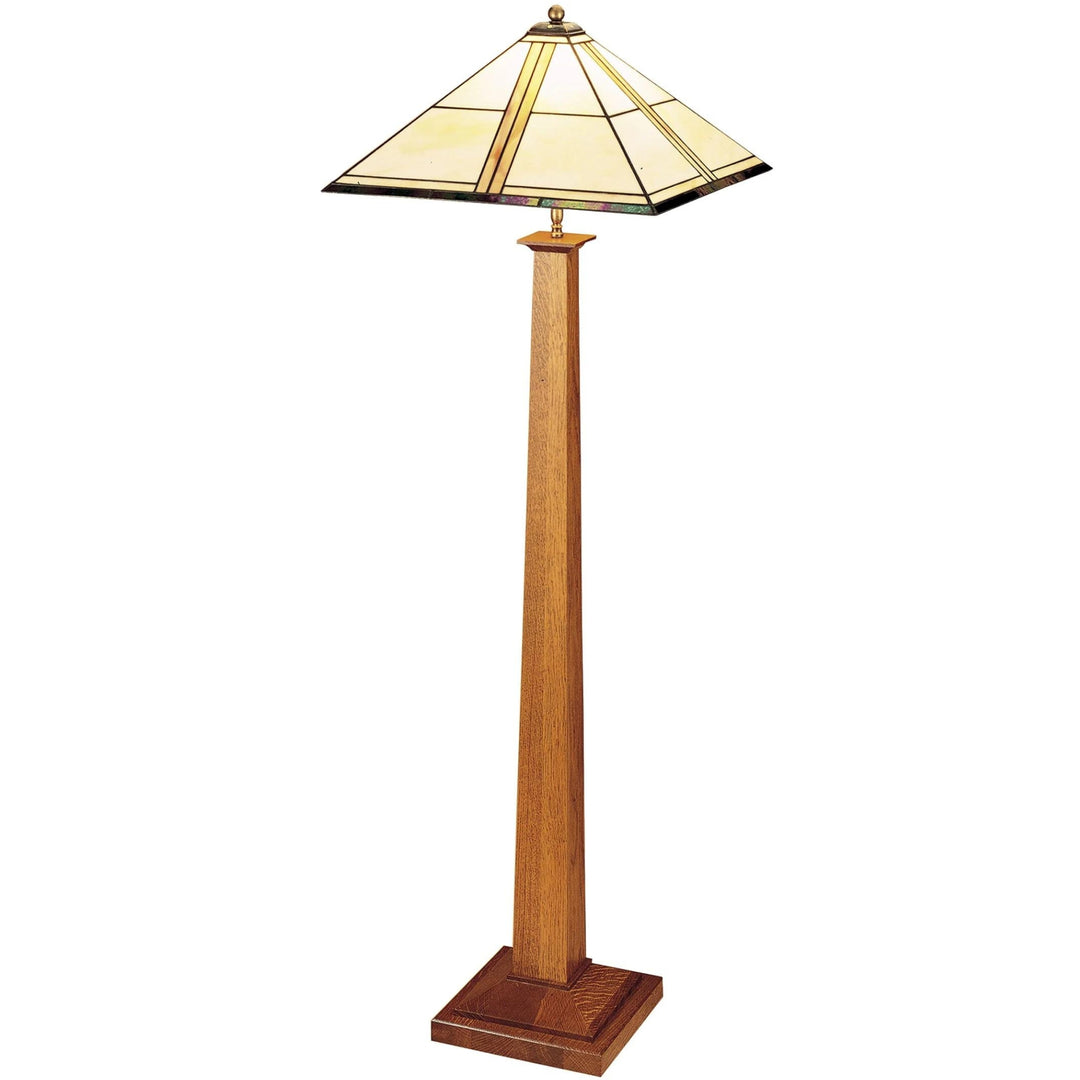 Stickley Square Base Floor Lamp with Art Glass Shade