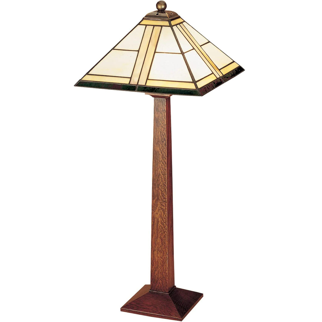 Stickley Square Base Table Lamp with Art Glass Shade