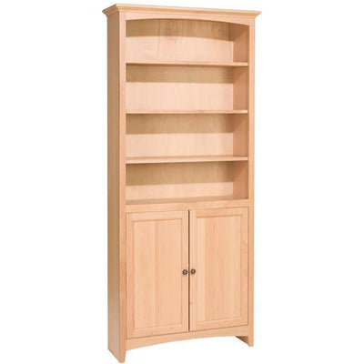 Whittier Wood Furniture solid wood McKenzie 30" Wide Bookcase 72" High with doors