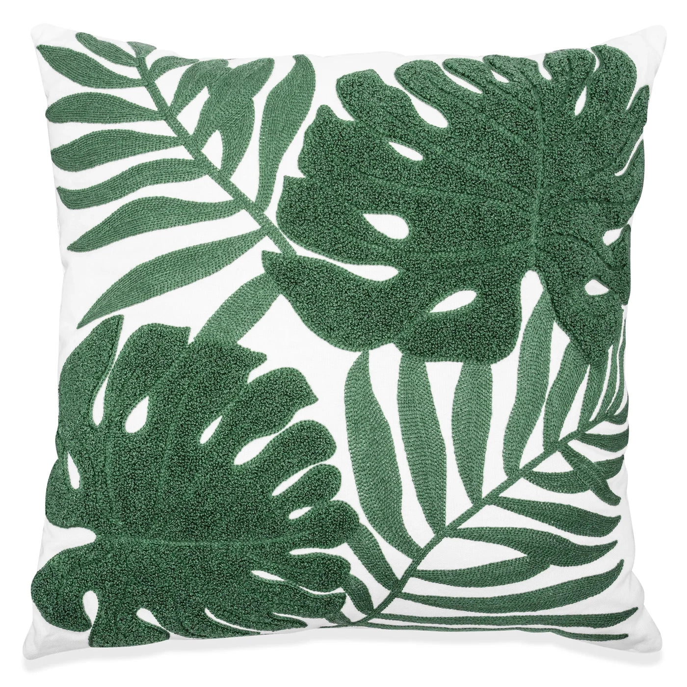 Tropical Leaf Embroidered Cushion