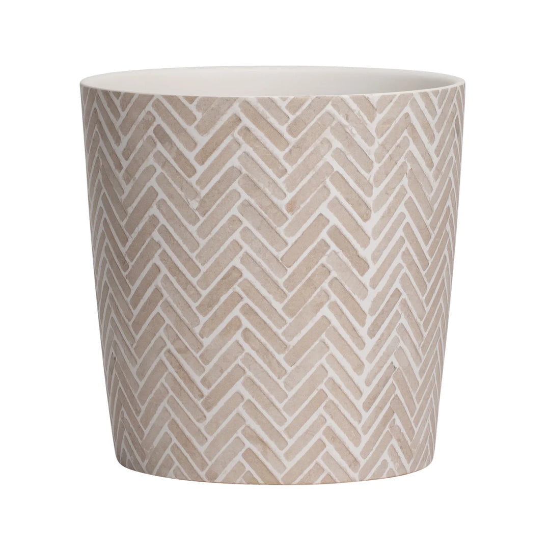 herringbone plant pot Bergen Herringbone Ceramic Taper Drop Pot Planter – Inland Fine Furnishings