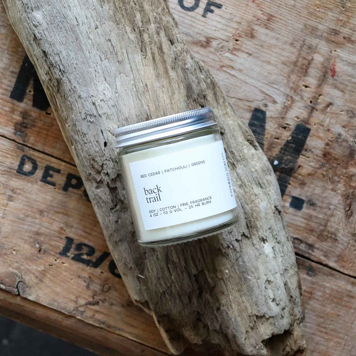 Back trail 4oz scented candle from Farmer's Son Co.