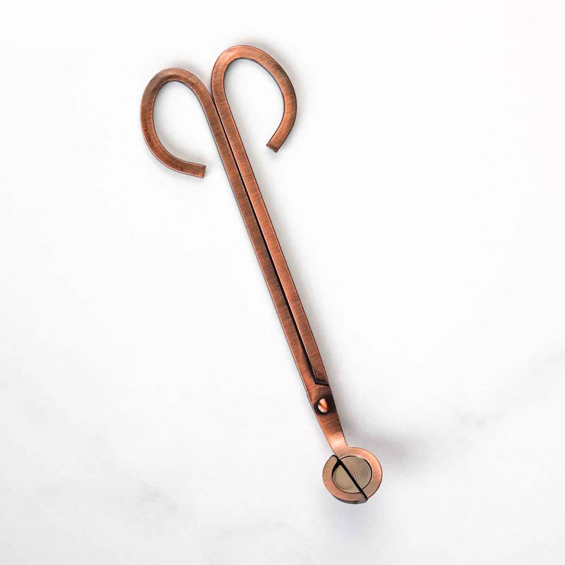 Copper finish candle wick trimmer from Farmer's Son Co.