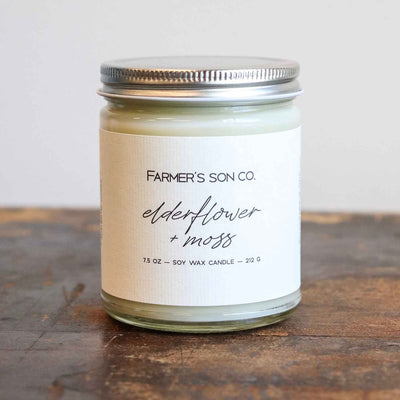 Elderflower + Moss 7.5oz scented candle from Farmer's Son Co.