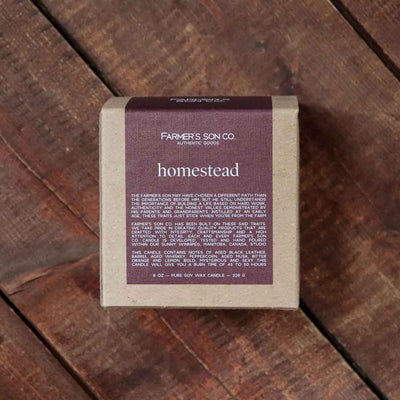 Homestead 8oz scented candle from Farmer's Son Co.