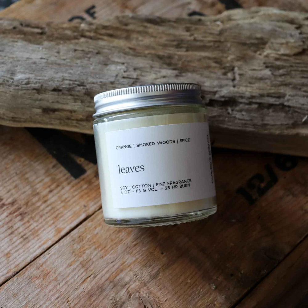 Leaves 4oz scented candle from Farmer's Son Co.
