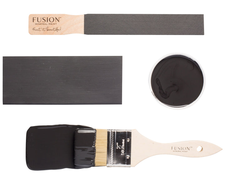 Dark charcoal grey brush flat lay from Fusion Mineral Paint