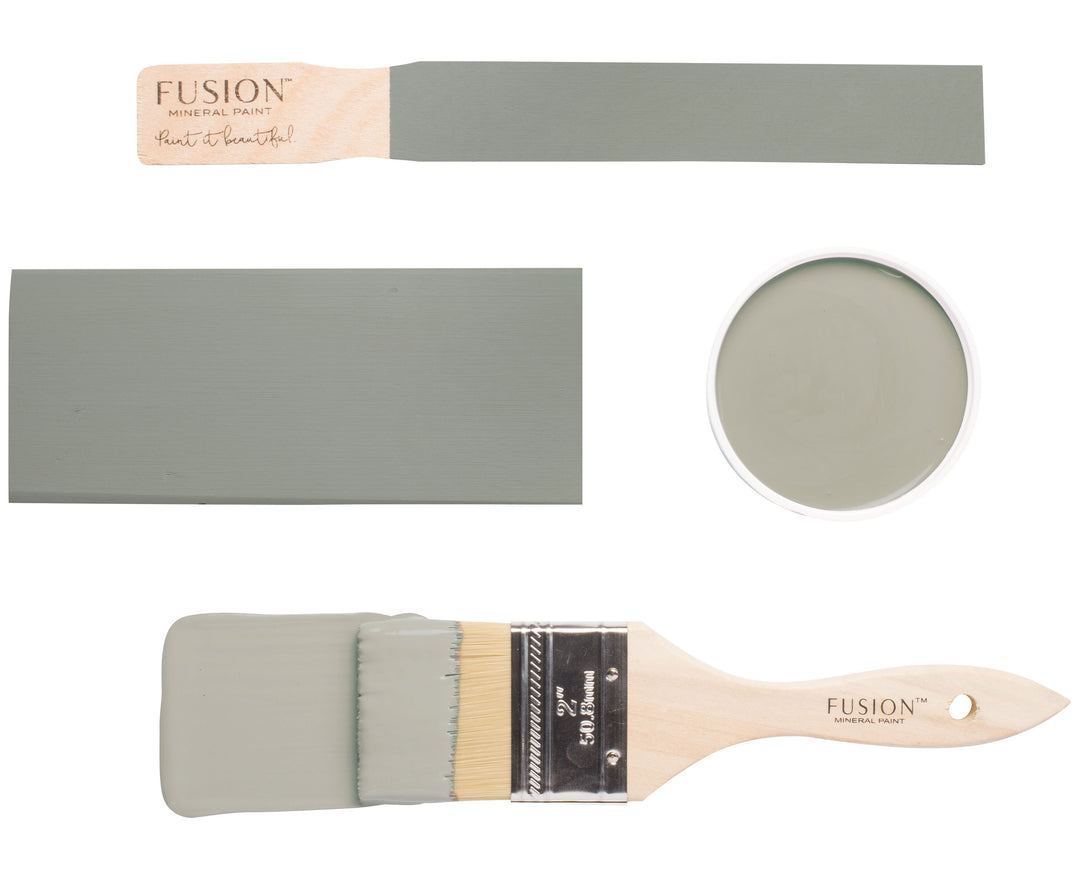 Sage green brush flat lay from Fusion Mineral Paint