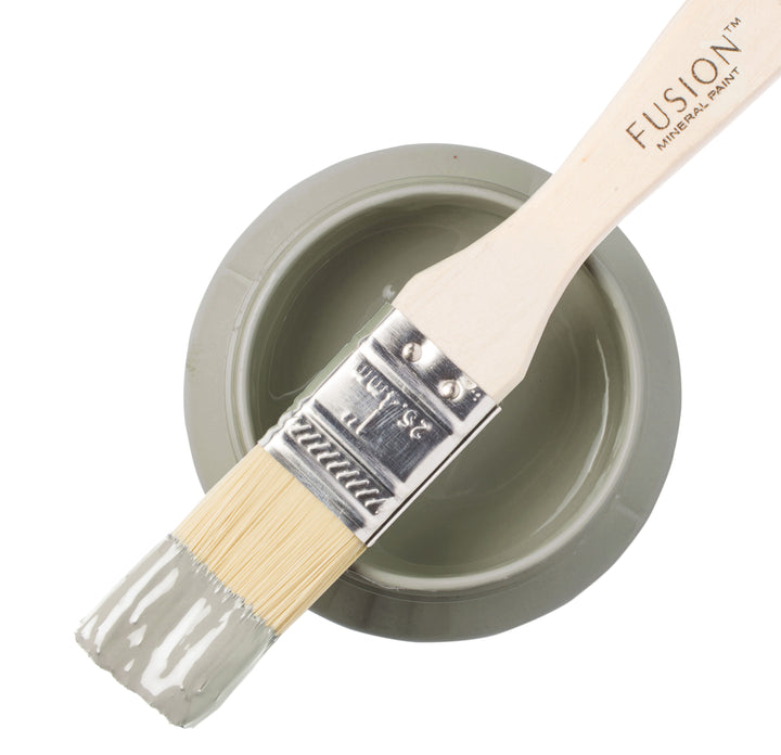 Sage green paint can and brush from Fusion Mineral Paint