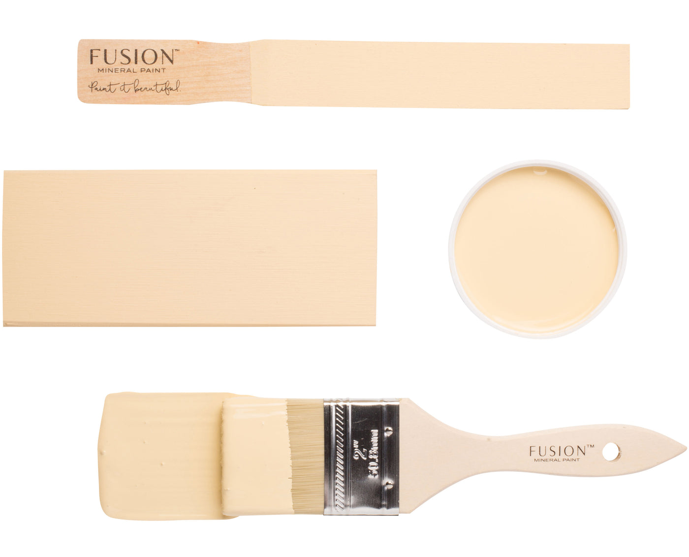 Soft yellow brush flat lay from Fusion Mineral Paint