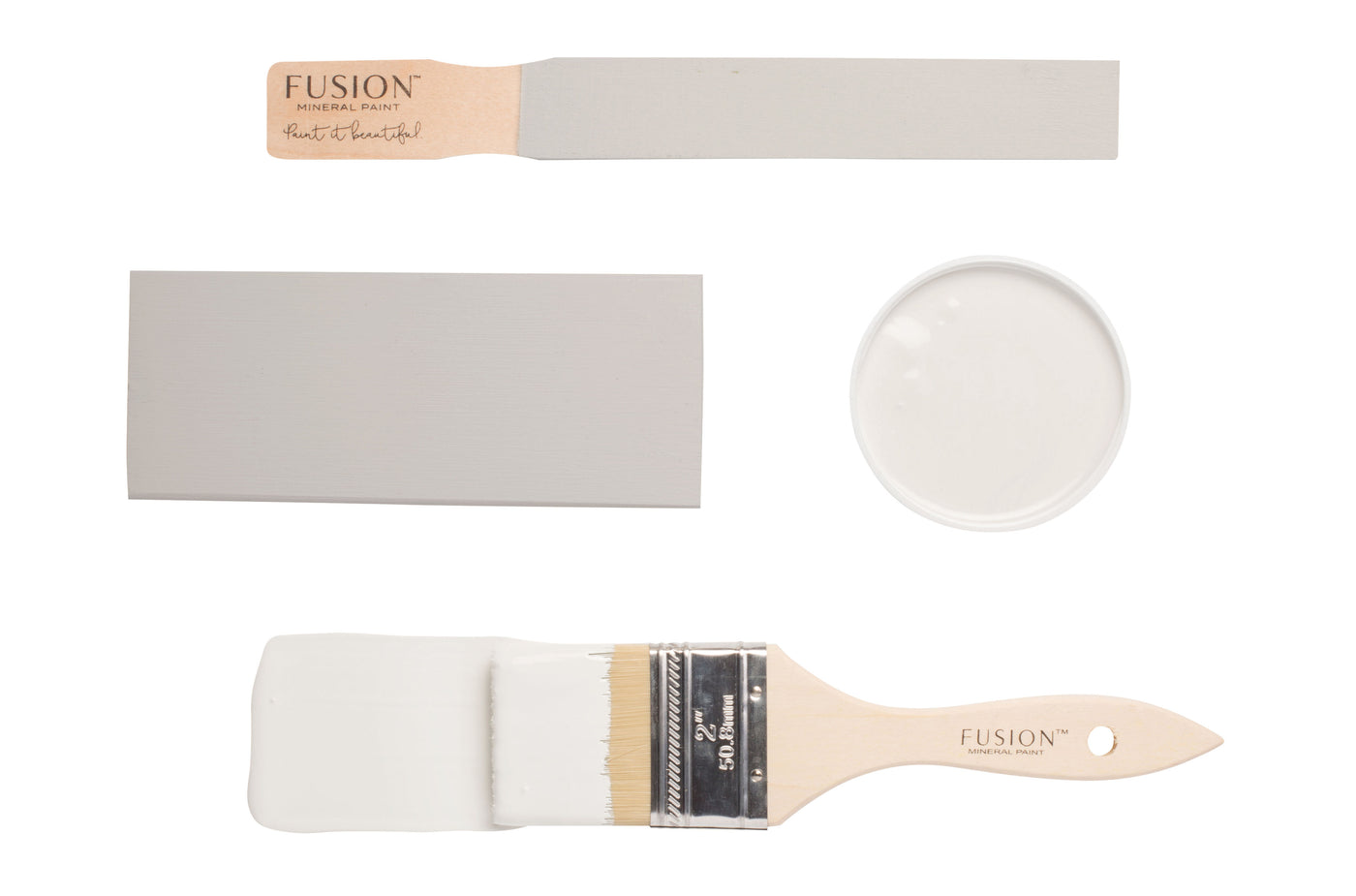 Cream shade brush flat lay from Fusion Mineral Paint