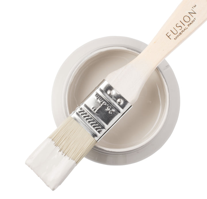 Cream shade paint can and brush from Fusion Mineral Paint