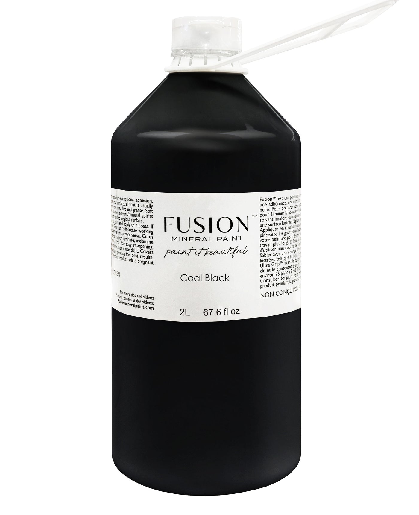 Coal black 2L container from Fusion Mineral Paint