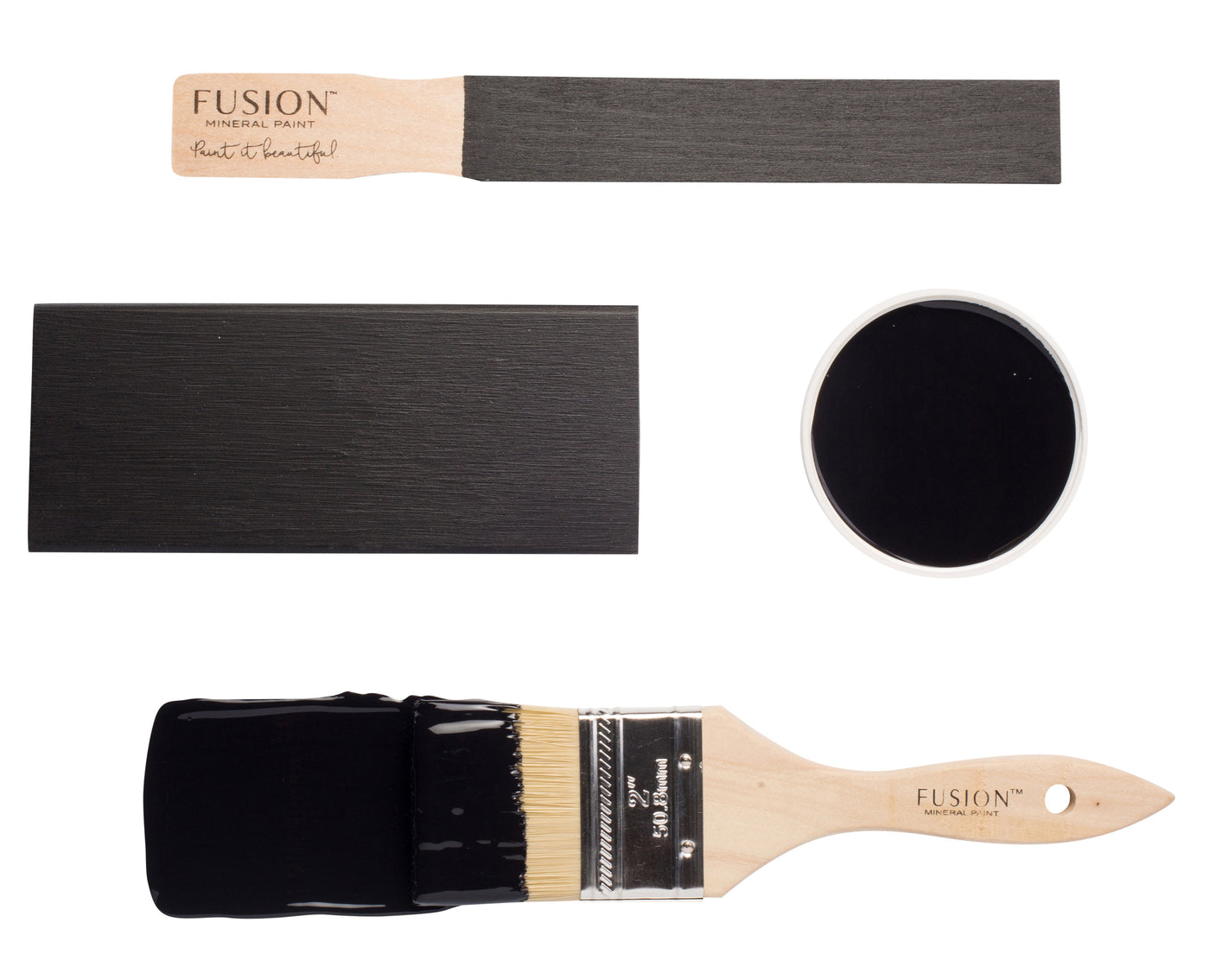 Coal black brush flat lay from Fusion Mineral Paint