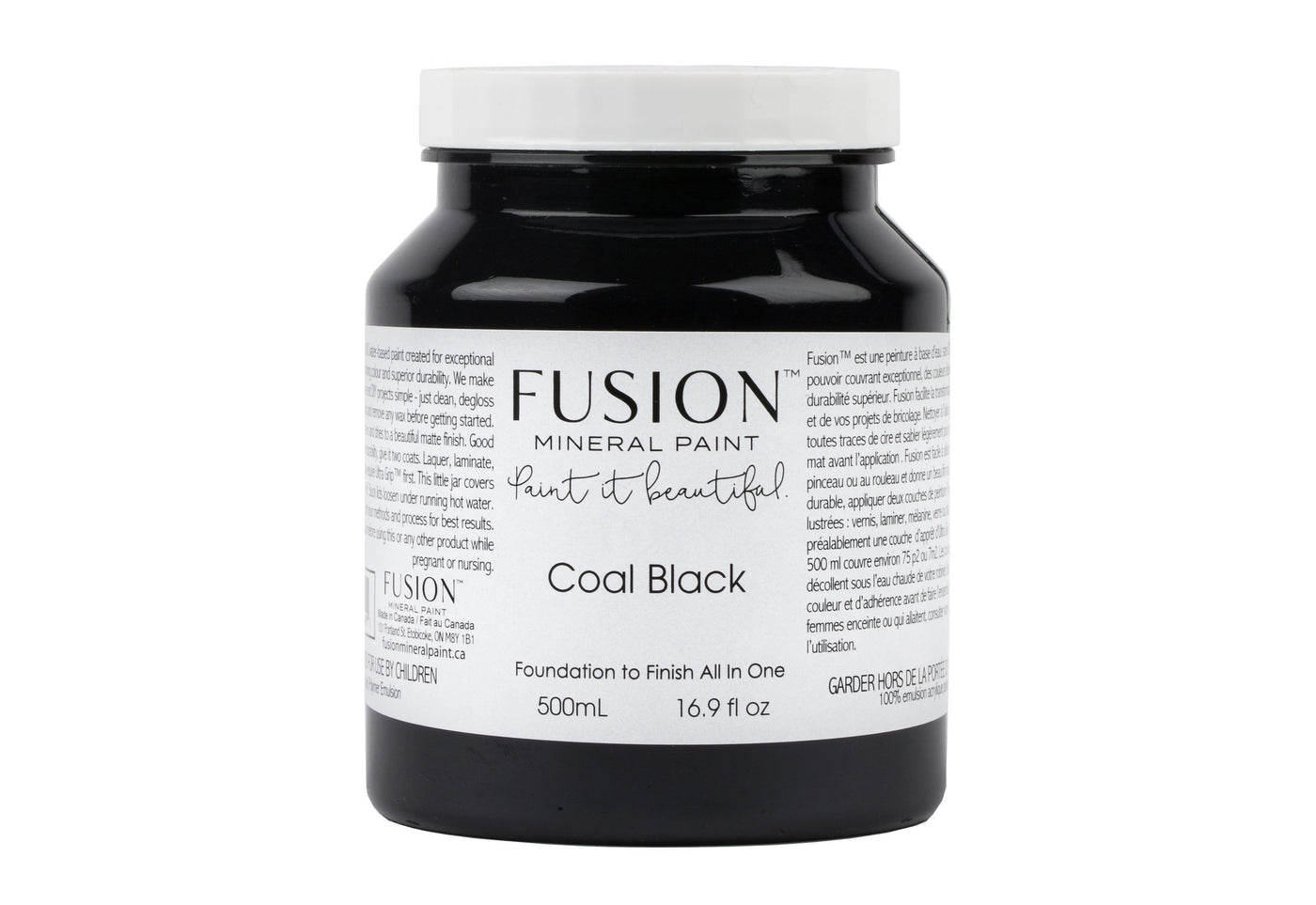 Coal black 500ml pint from Fusion Mineral Paint