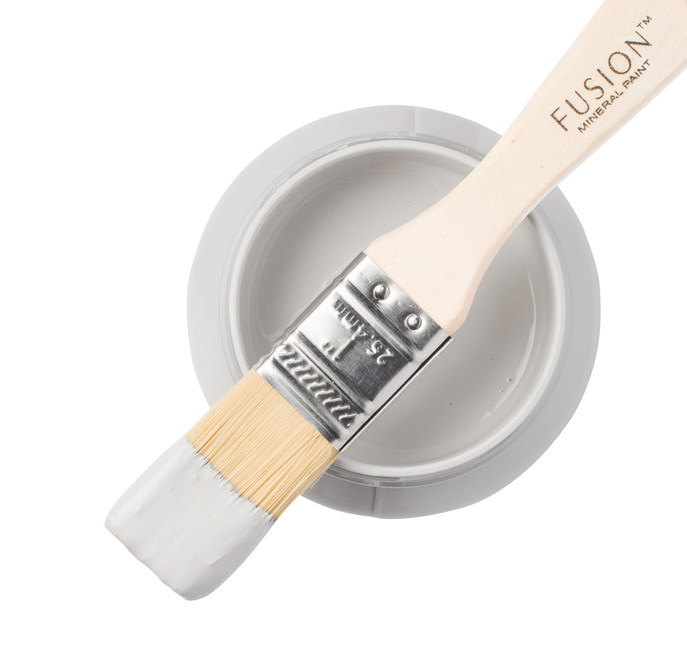 Warm grey paint can and brush from Fusion Mineral Paint
