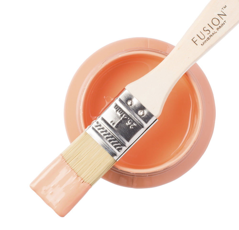 Bright orange paint can and brush from Fusion Mineral Paint