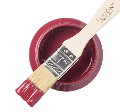 Burgundy red paint can and brush from Fusion Mineral Paint