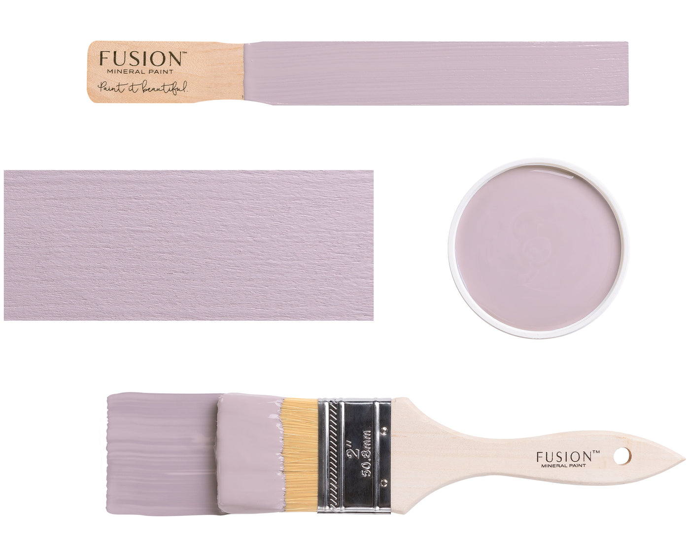 Lavender brush flat lay from Fusion Mineral Paint