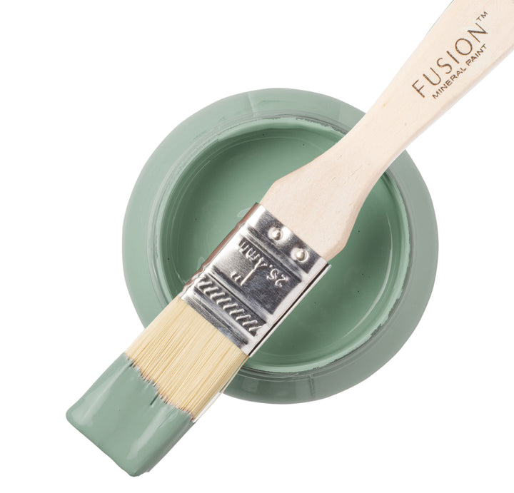 Pale blue paint can and brush from Fusion Mineral Paint