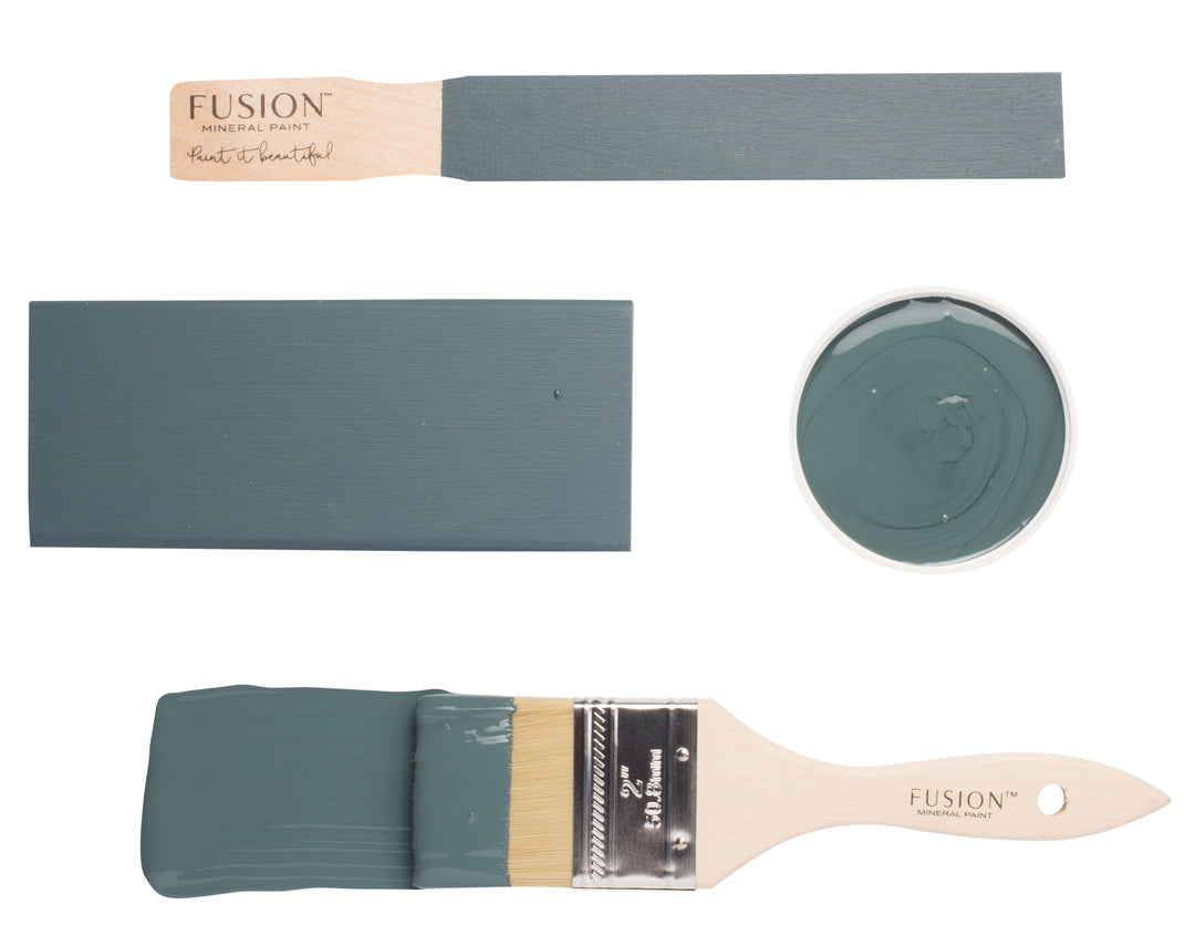 Blue brush flat lay from Fusion Mineral Paint