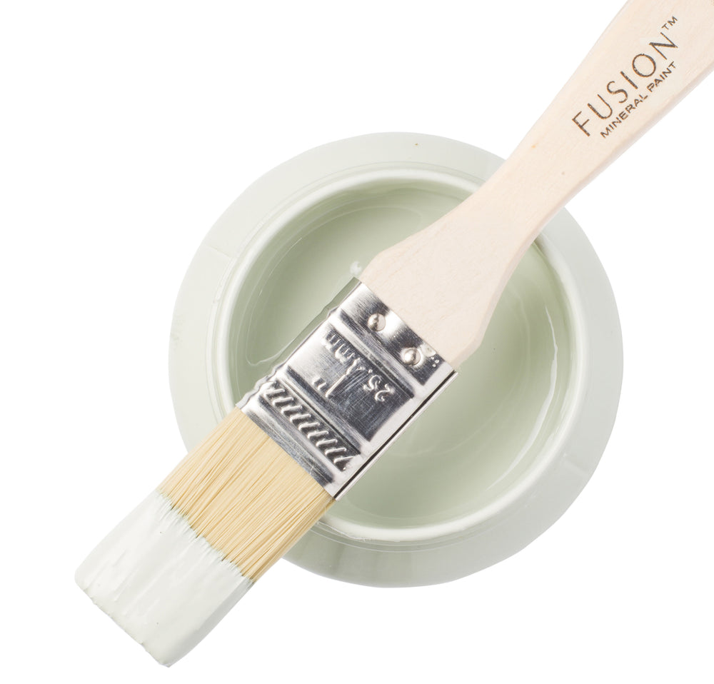 Blue green paint can and brush from Fusion Mineral Paint