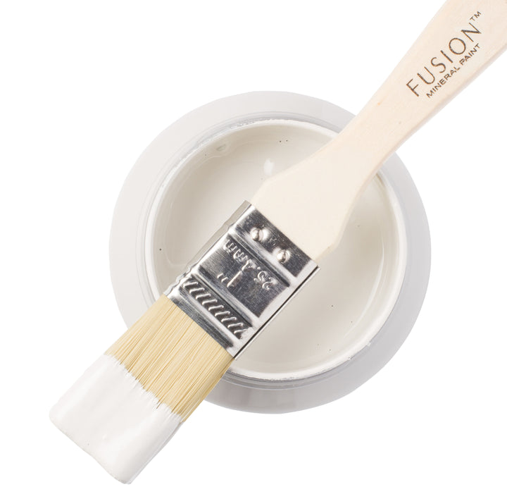 Neutral white paint can and brush from Fusion Mineral Paint