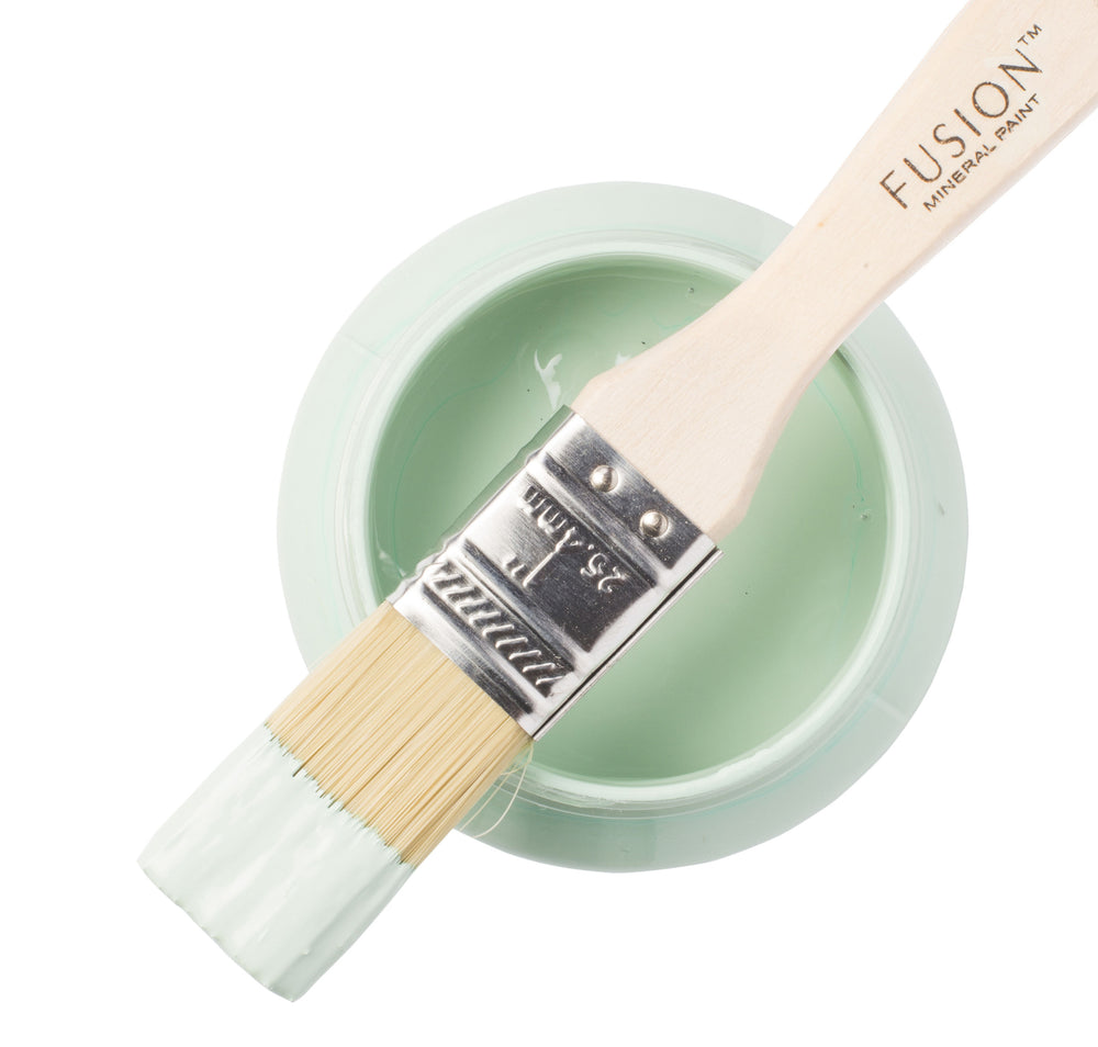 Light blue paint can and brush from Fusion Mineral Paint