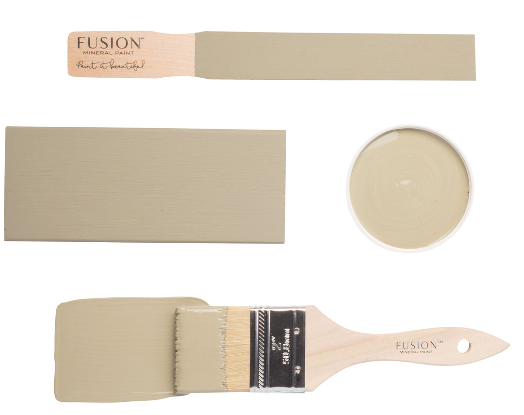 Pale grey brush flat lay from Fusion Mineral Paint