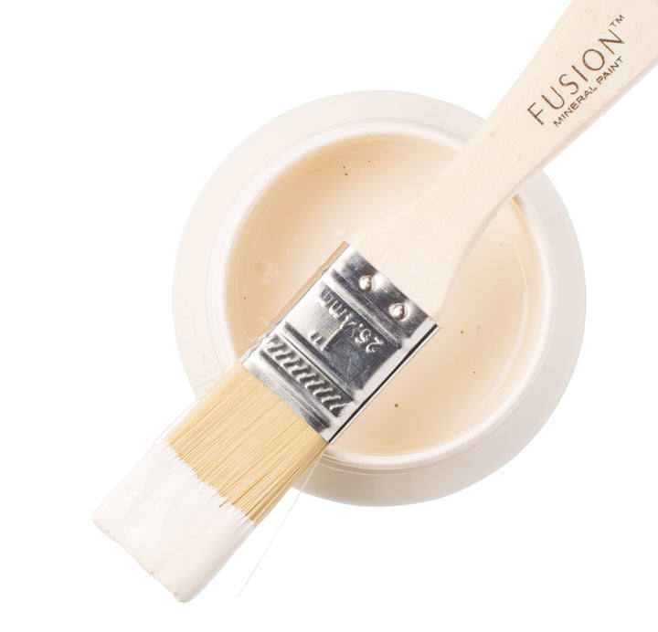 Warm off white paint can and brush from Fusion Mineral Paint