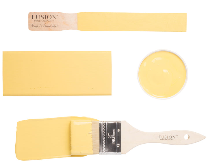 Yellow brush flat lay from Fusion Mineral Paint