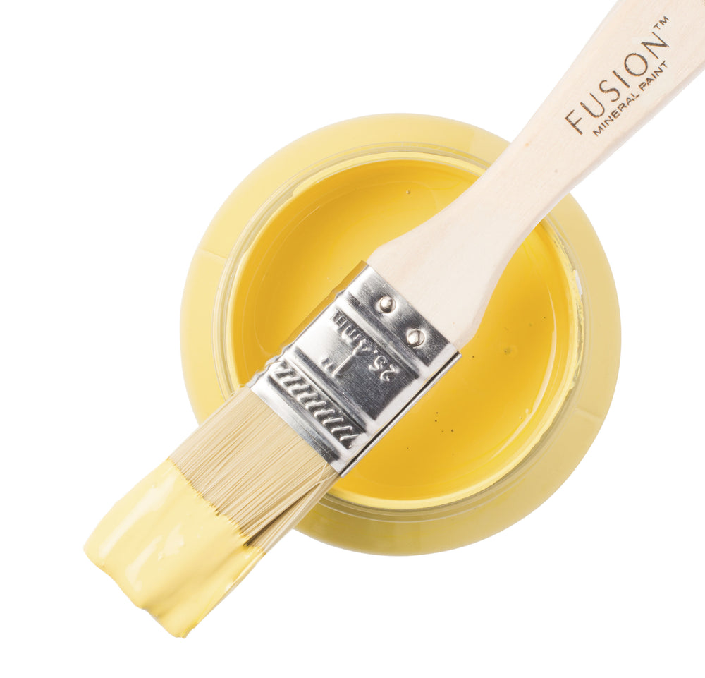 Yellow paint can and brush from Fusion Mineral Paint