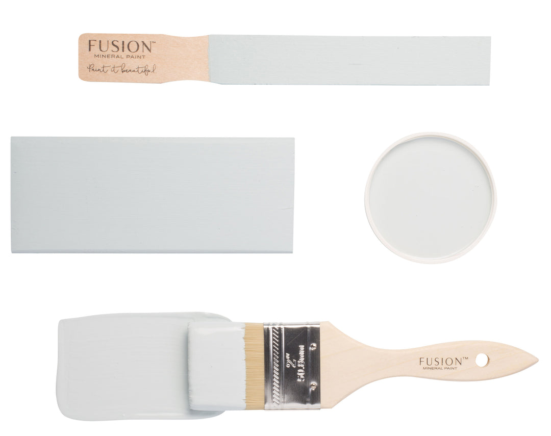 Blue-grey brush flat lay from Fusion Mineral Paint