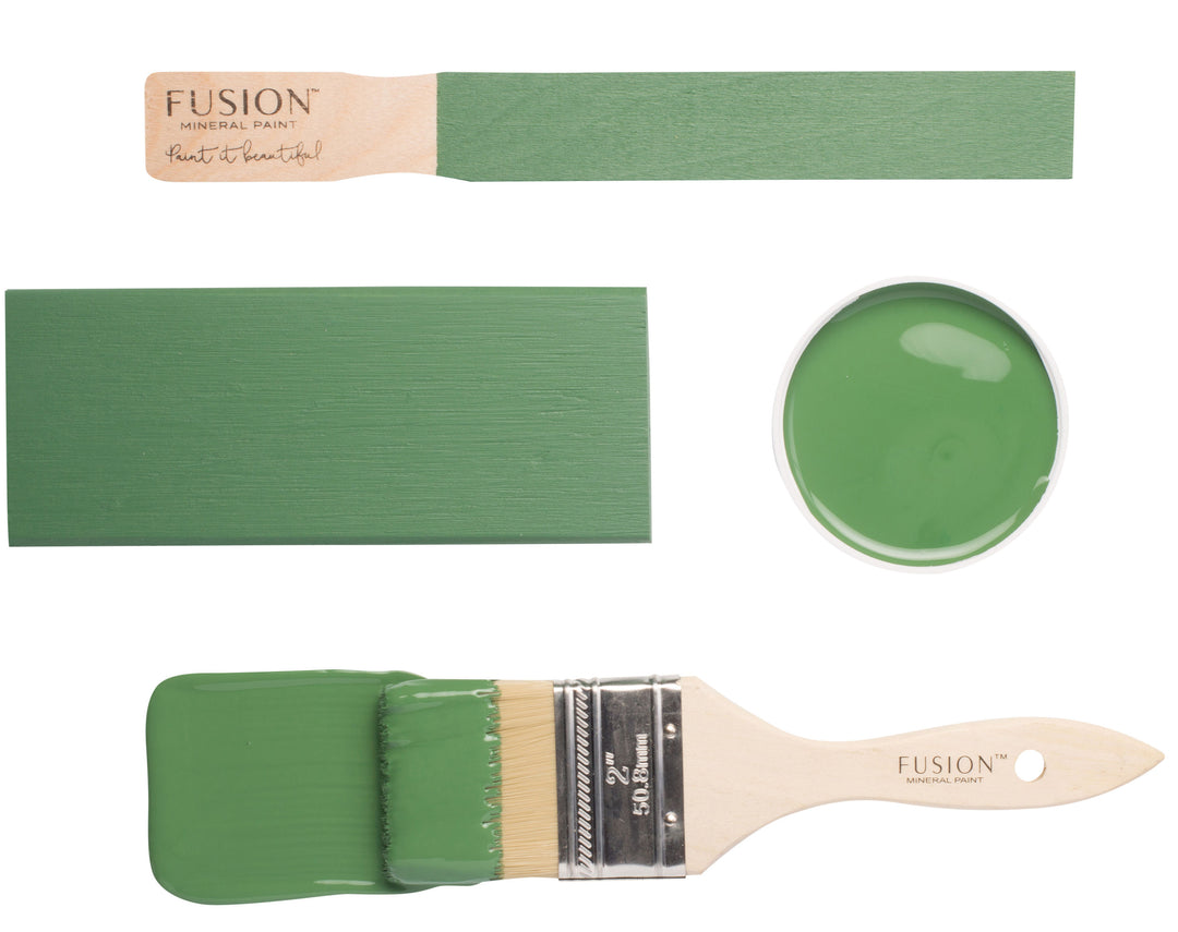 Deep green brush flat lay from Fusion Mineral Paint